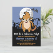 Kinder Halloween Werewolf Vollmond Geburtstag Einladung (Stehend Vorderseite)