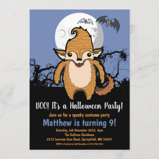 Kinder Halloween Werewolf Vollmond Geburtstag Einladung