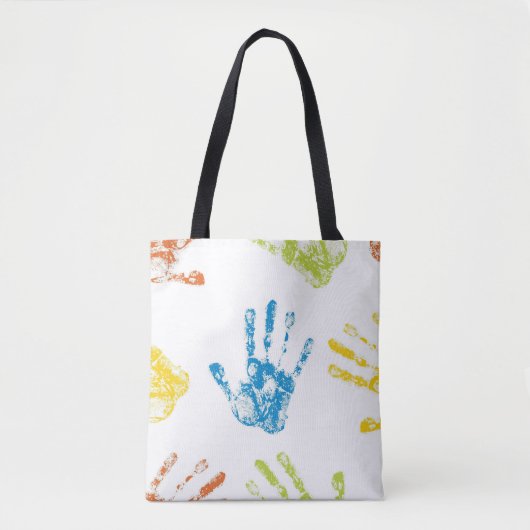 Kinder Handprints in der Farbe Tasche (Vorderseite)