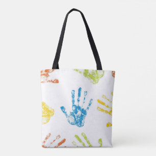 Kinder Handprints in der Farbe Tasche
