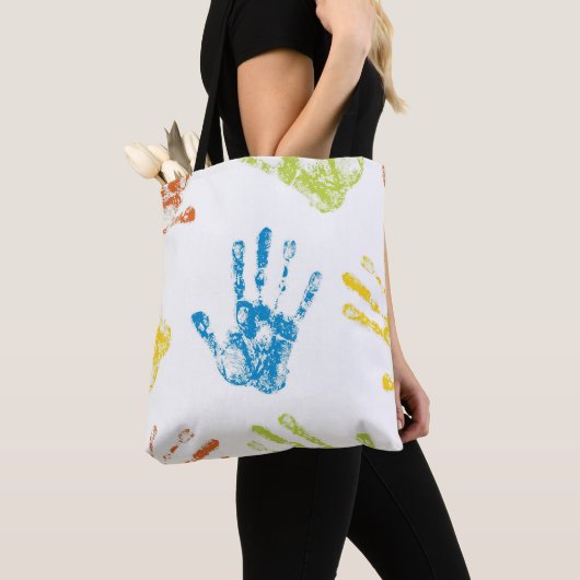 Kinder Handprints in der Farbe Tasche (Von Nahem)