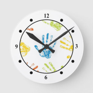 Kinder Handprints Runde Wanduhr