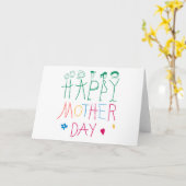 Kinder Handschrift mit Strichmännchen Karte (Gelbe Blume)