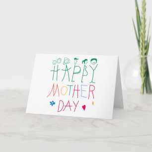 Kinder Handschrift mit Strichmännchen Karte