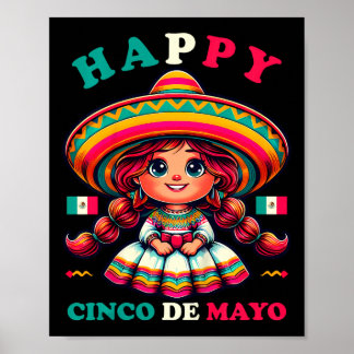 Kinder Happy Cinco De Mayo Shirt Girl Kinder Mexik Poster