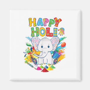 Kinder Happy Holi Festival Indien Farbe Elefant Hi Magnet