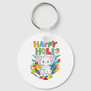 Kinder Happy Holi Festival Indien Farbe Elefant Hi Schlüsselanhänger