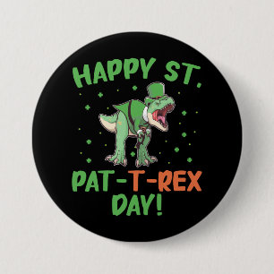 Kinder Happy St Pat Trex Day Dino St Patricks Day Button