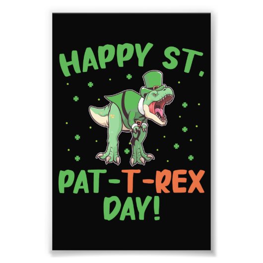 Kinder Happy St Pat Trex Day Dino St Patricks Day Fotodruck (Vorne)