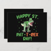Kinder Happy St Pat Trex Day Dino St Patricks Day Postkarte (Vorne/Hinten)