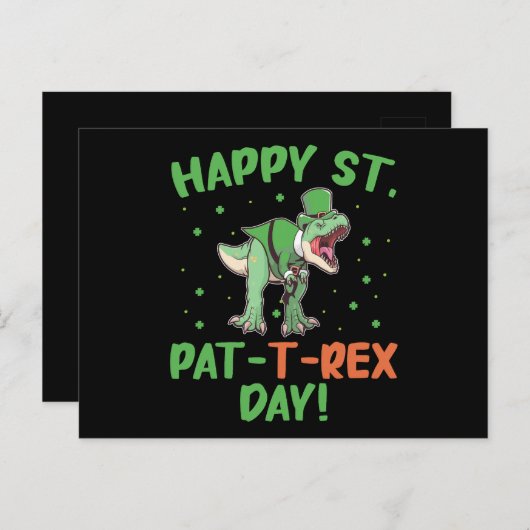 Kinder Happy St Pat Trex Day Dino St Patricks Day Postkarte (Vorne/Hinten)
