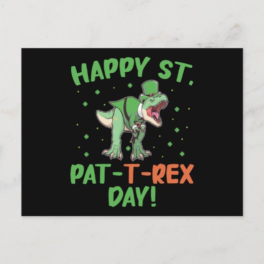 Kinder Happy St Pat Trex Day Dino St Patricks Day Postkarte (Vorderseite)