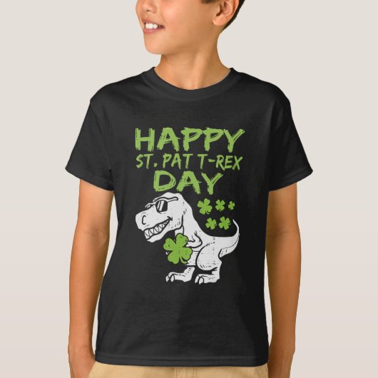 Kinder Happy St Pat Trex Day Dino St Patricks Day T-Shirt (Vorderseite)