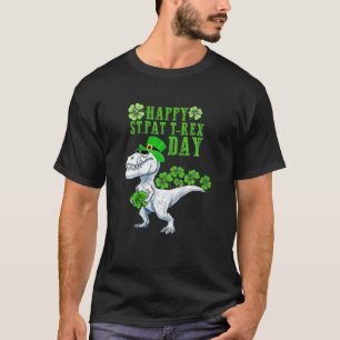 Kinder Happy St Pat Trex Day Dinosaur Patricks Day T-Shirt