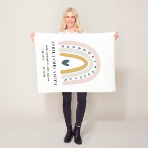 KINDER HERZ BLUSH BLAUE RAINBOW BABY BIRTH STATT FLEECEDECKE