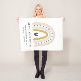 KINDER HERZ BLUSH BLUE RAINBOW BABY GEBURTSTATT FLEECEDECKE