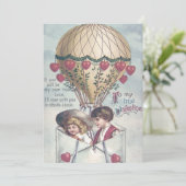 Kinder Herz Heißluftballon Hochzeit Einladung (Stehend Vorderseite)