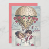 Kinder Herz Heißluftballon Hochzeit Einladung (Vorne/Hinten)