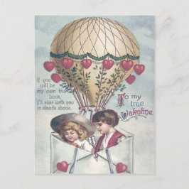 Kinder Herz Heißluftballon Valentine Feiertagspostkarte