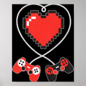 Kinder Herz Pixel Art Video-Game Controller Valent Poster (Vorne)