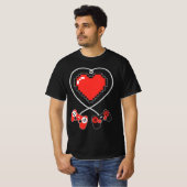 Kinder Herz Pixel Art Video-Game Controller Valent T-Shirt (Vorne ganz)
