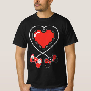 Kinder Herz Pixel Art Video-Game Controller Valent T-Shirt