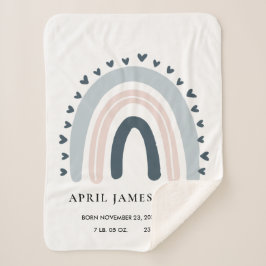 KINDER HERZEN BLUSH BLUE RAINBOW BABY GEBURTSTATT SHERPADECKE