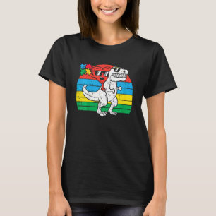 Kinder Herzstück Reiten Trex Dino Autismus Aufklär T-Shirt