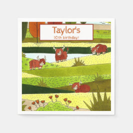 Kinder Hochland Kühe fallen Farm Geburtstagspartei Serviette
