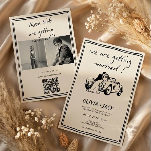 Kinder Hochzeitsfoto QR-Code Hochzeit Einladung
