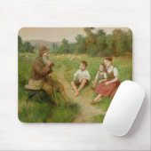 Kinder hören auf einen Schäfer, der eine Flöte Mousepad (Mit Mouse)