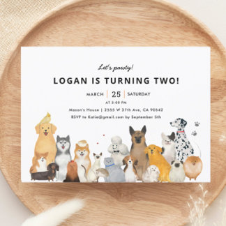 Kinder Hund Welpe Pawty Geburtstagsparty Einladung