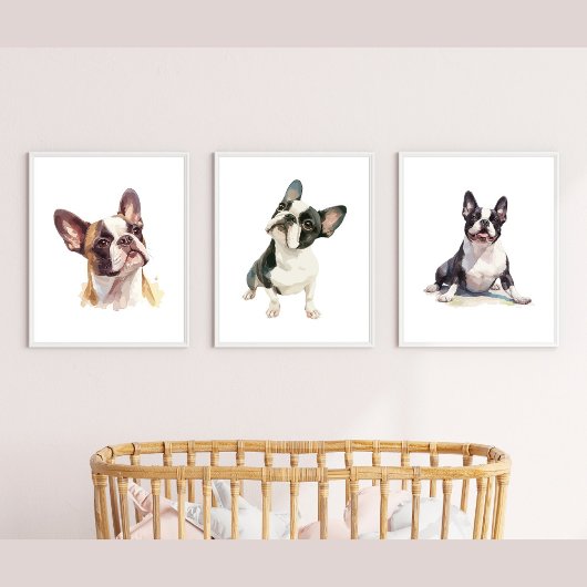 Kinder Hunde Kunst, Boston Terrier Poster Bilderwand Sets