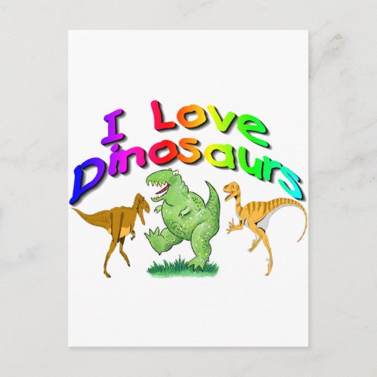 Kinder "I Liebe Dinosaurier" Geschenke Postkarte (Vorderseite)