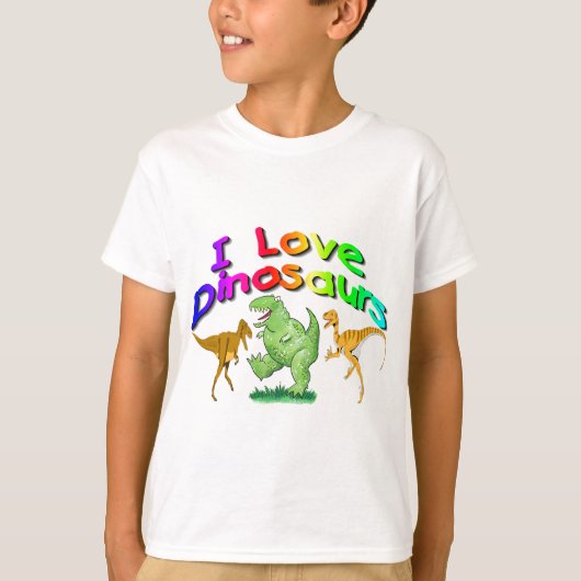 Kinder "I Liebe Dinosaurier" Geschenke T-Shirt (Vorderseite)