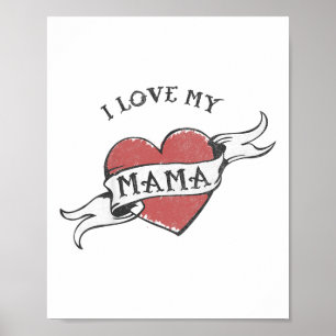 Kinder I Liebe Mama Herz Tattoo Mütter Tag _1 Poster