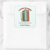Kinder "I Liebe to Read" Personalisierte Buchzeich Quadratischer Aufkleber (Tasche)