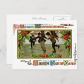 Kinder Iceskating Postkarte (Vorne/Hinten)