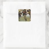 Kinder Iceskating Quadratischer Aufkleber (Tasche)