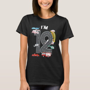 Kinder ich bin 12 Jahre alt Auto Fire LKW Flugzeug T-Shirt
