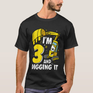 Kinder ich bin 3 und graben es 3 Jahre Jungen Bagg T-Shirt