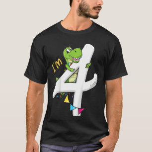 Kinder ich bin 4 Jahre Dino Vierter Tag Jungen Din T-Shirt