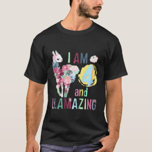 Kinder Ich Bin 4 Und Llamazing 4. Llama Geburtstag T-Shirt