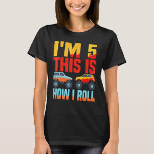 Kinder ich bin 5 so Roll Monster Truck 5th Bi T-Shirt
