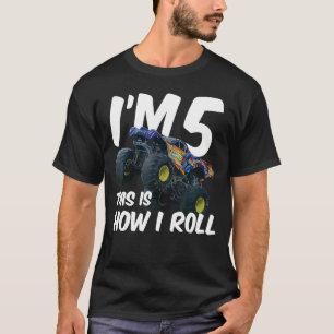 Kinder ich bin 5 so Roll Monster Truck 5th Bi T-Shirt