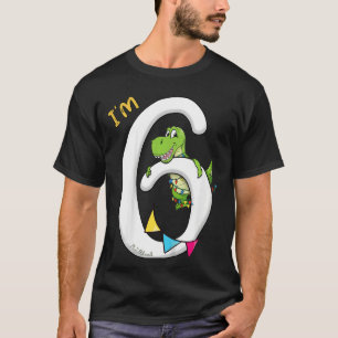 Kinder ich bin 6 Jahre alt Dino Sechster Tag Junge T-Shirt