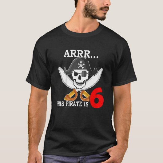 Kinder Ich bin 6 Jahre Junge Piratenkapitän 6 Gebu T-Shirt (Vorderseite)