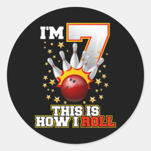 Kinder ich bin 7 So Roll ich 7 Jahre alt Birthda Runder Aufkleber
