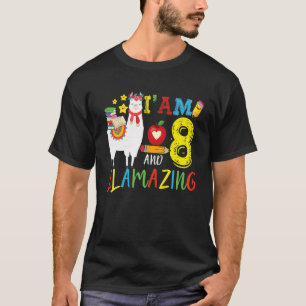 Kinder ich bin 8 Jahre alt und Lama Lama 8. Geburt T-Shirt