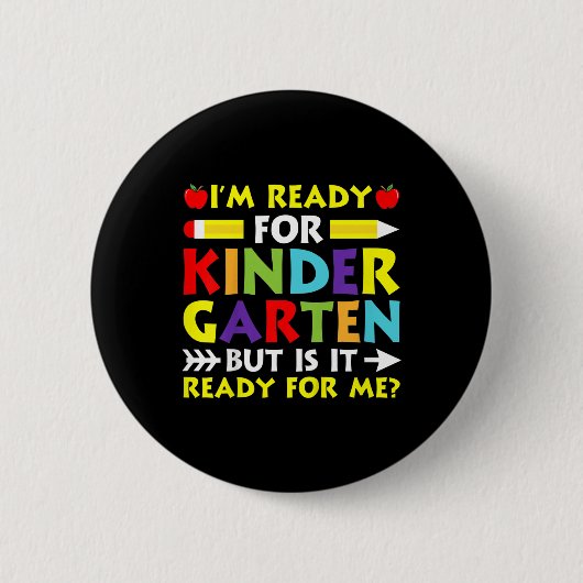 Kinder Ich bin bereit für den Kindergarten Zurück Button (Vorderseite)